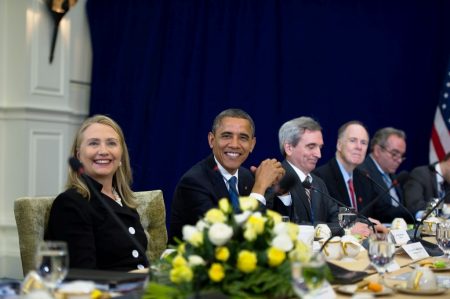 Obama and Clinton with Yoda